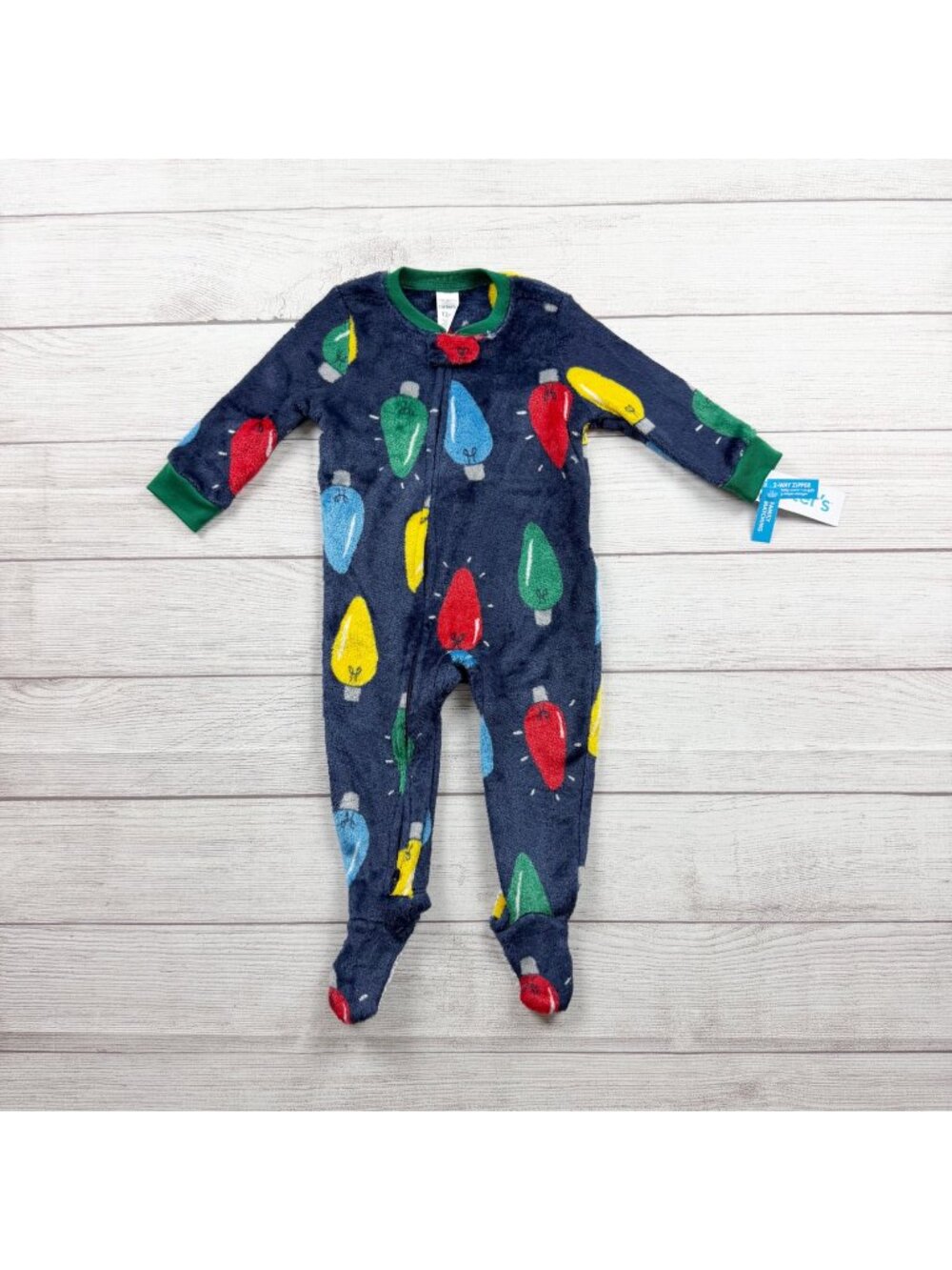 Carter’s Baby Fleece Christmas Lights Pajamas Sleeper Footed NWT 9-12 Months